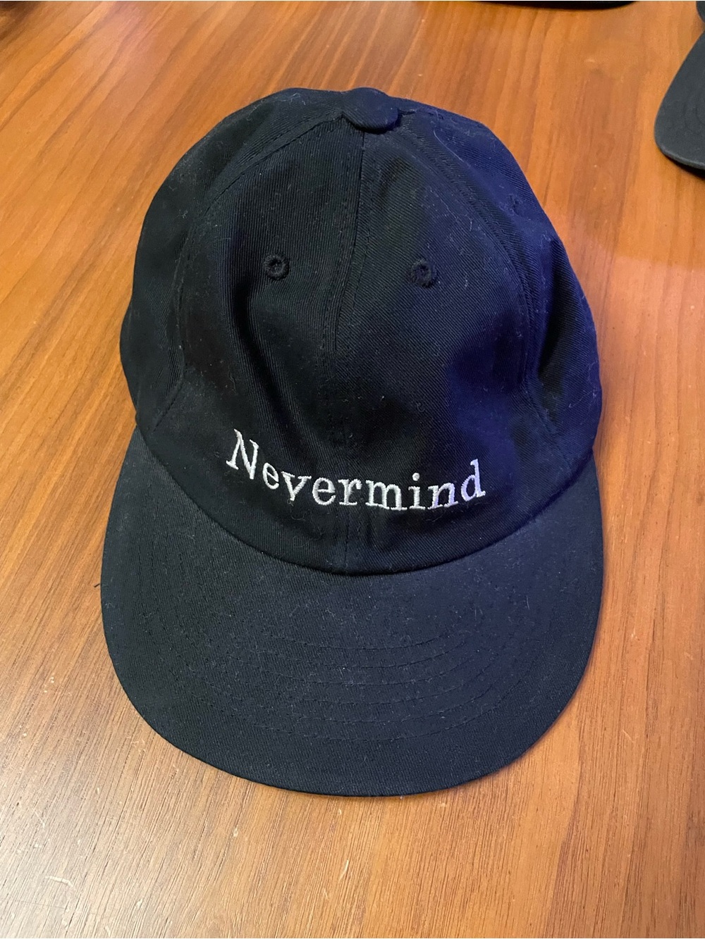 Nevermind Embroidered Black Cap